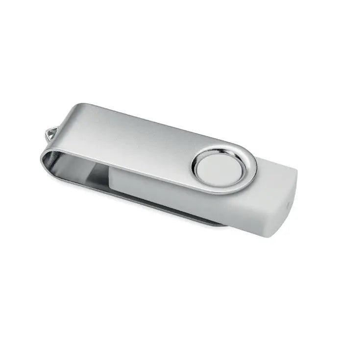 Unitate flash usb argintie metalica de 16 gb cu design rotativ si buton circular model 3.0 tip c mo1401