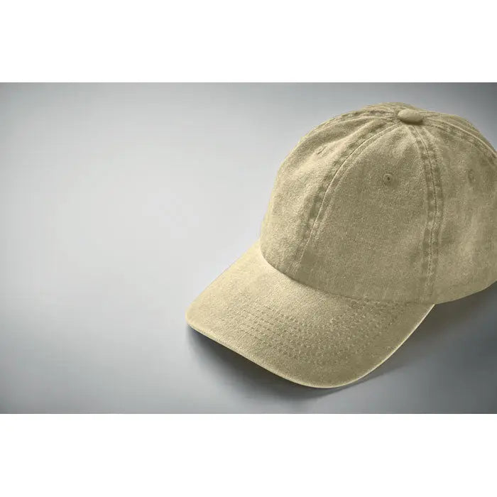 Beige apca de baseball din bumbac cu 6 panouri si ochiuri cusute pentru aerisire