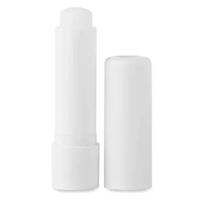 Balsam de buze tub alb din plastic cu capac asortat design minimalist pentru hidratarea buzelor