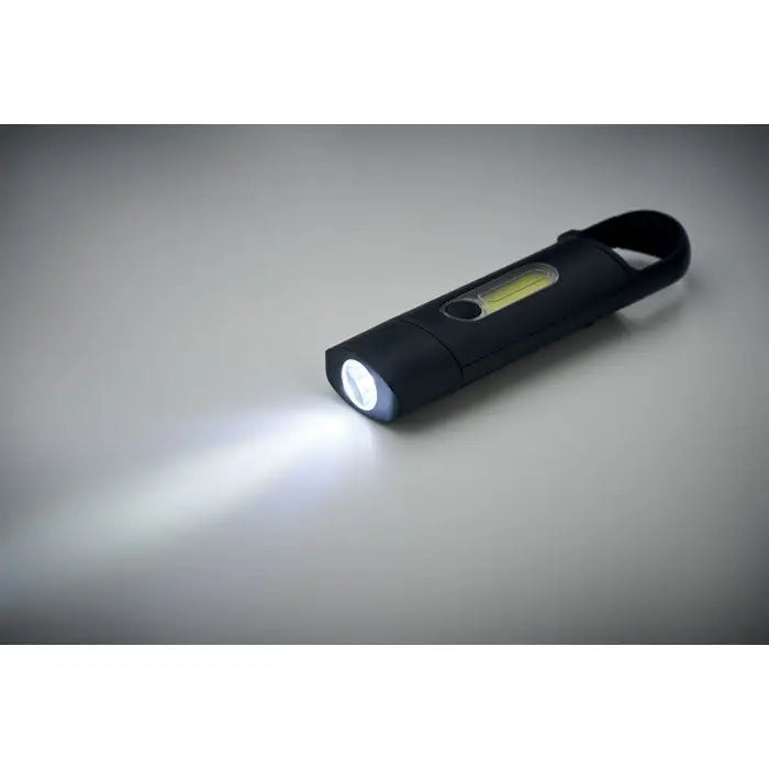 Blit cob de buzunar lanterna compacta neagra cu maner rotativ si sursa led vizibila