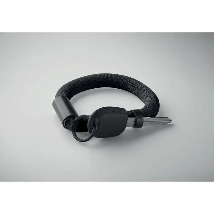 Breloc cu bratara plutitoare negru tesut cu design modern si finisaj mat perfect pentru chei elegante