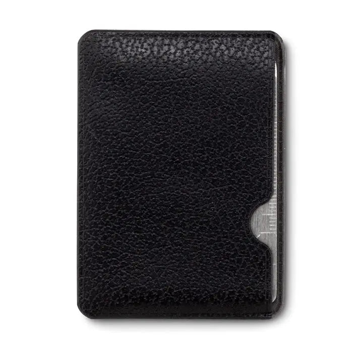 Buzunar pentru unelte multiple din piele neagra texturata cu design minimalist si accent metalic subtil pe lateral