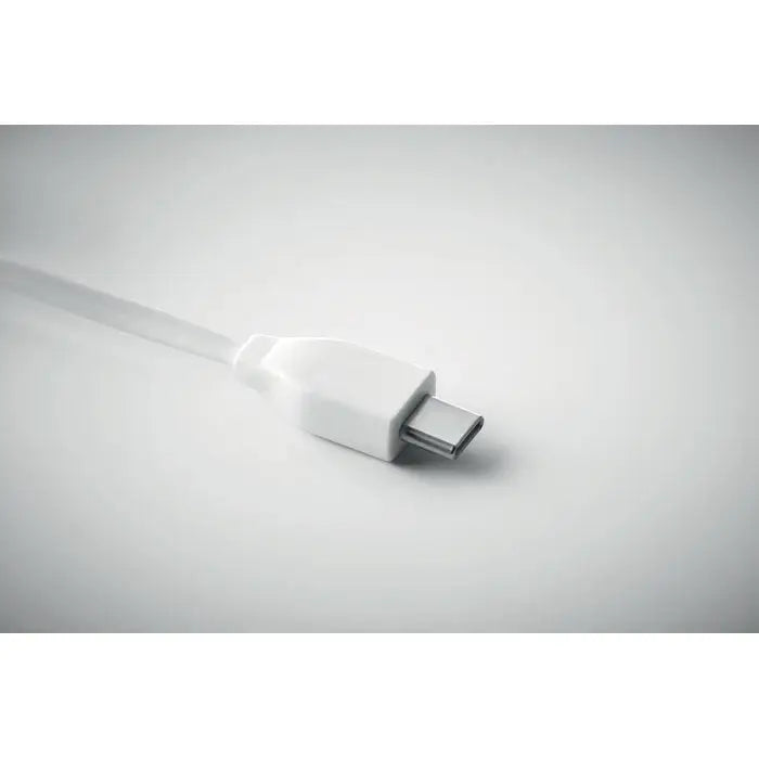 Cablu bamboo 3-in-1 alb usb-c cu design minimalist si conector metalic elegant