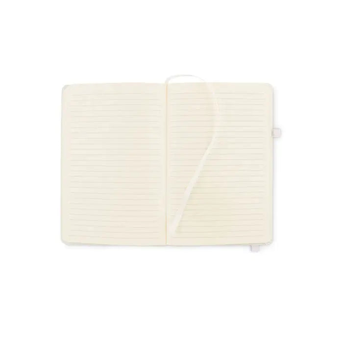 Caiet a5 din pu reciclat crem cu liniatura si semn de carte asortat design minimalist