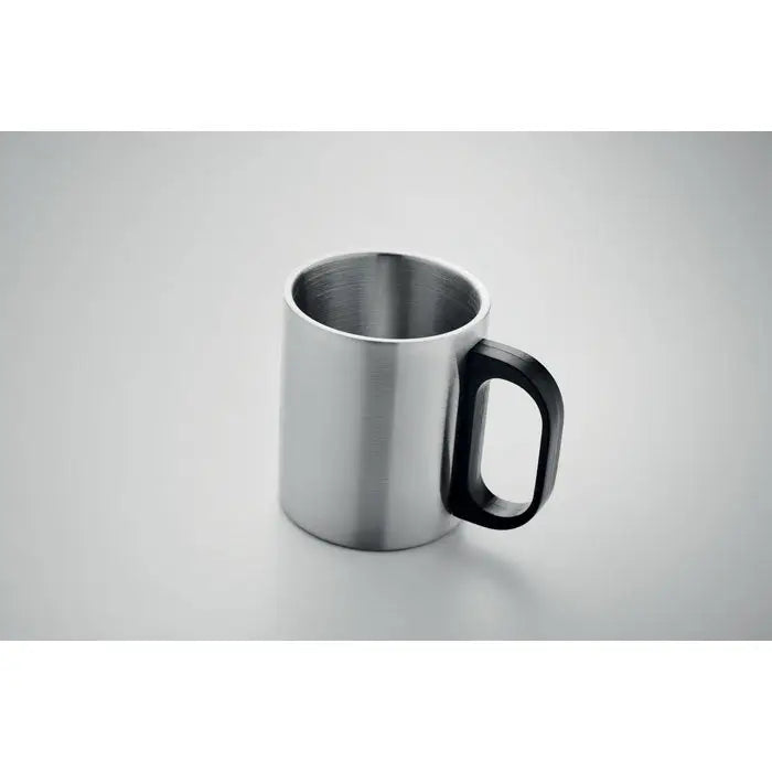 Cana cu perete dublu 300 ml din otel inoxidabil cu toarta neagra pentru bauturi calde si reci