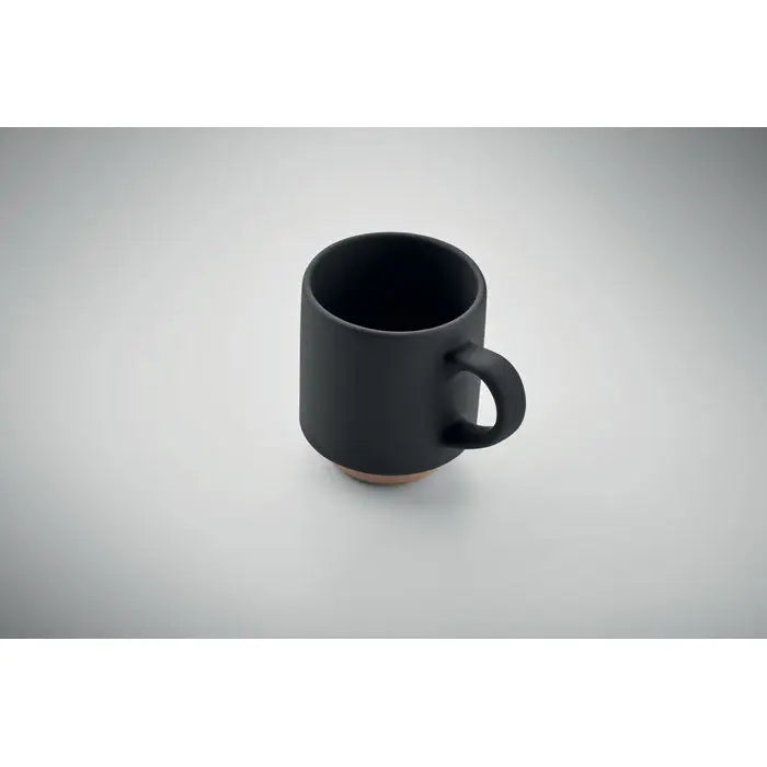 Cana din ceramica stivuibila 170 ml neagra mat cu baza portelanata terracotta