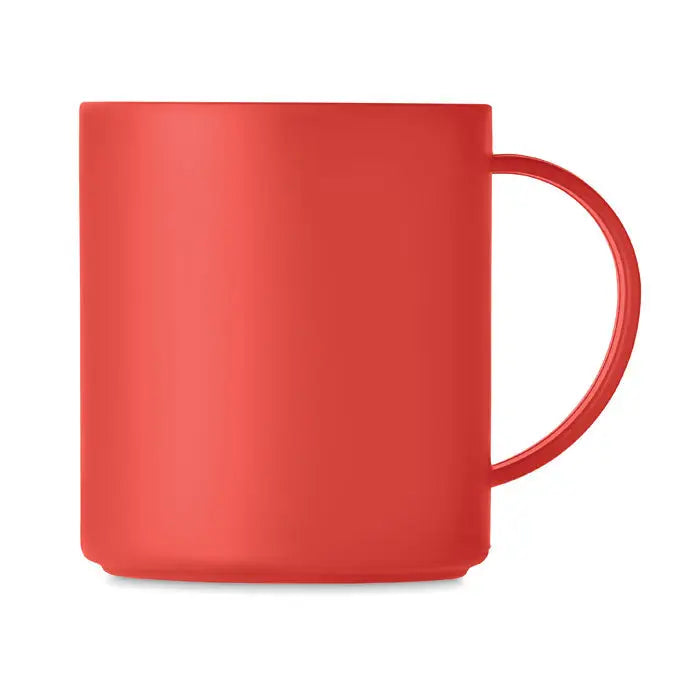 Cana reutilizabila 300 ml din ceramica rosie mata cu maner curbat simplu pentru bauturi calde