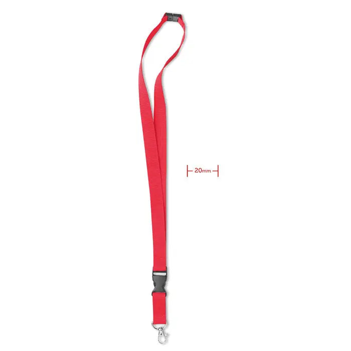 Carlig si catarama pentru snur 20 mm din nylon rosu cu catarama neagra din plastic si carlig metalic argintiu