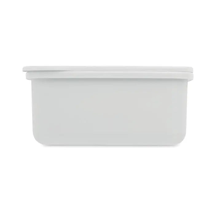 Cutie de pranz cu tacamuri din plastic alb dreptunghiular cu capac asortat pentru depozitare alimente