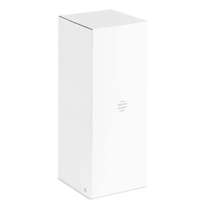 Deschidetor de sticle electric alb dreptunghiular cu logo hp subtil pe fata pentru deschiderea usoara a sticlelor