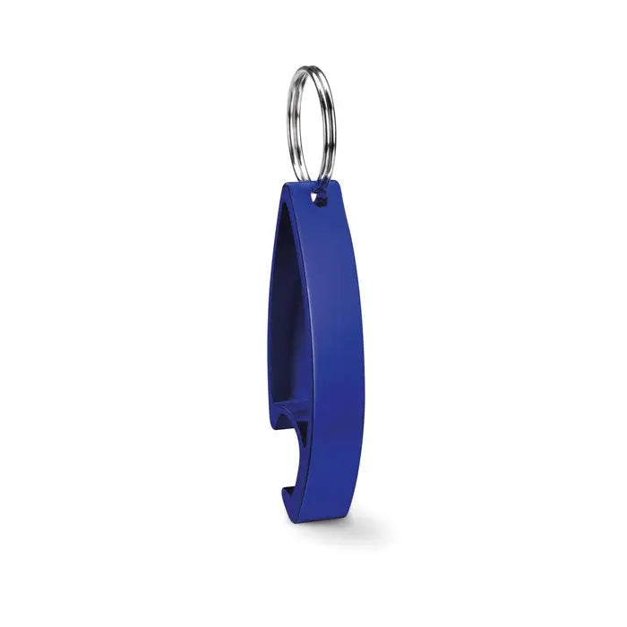 Deschizator de sticle cu breloc albastru metalic cu design minimalist si functionalitate de deschidere usoara