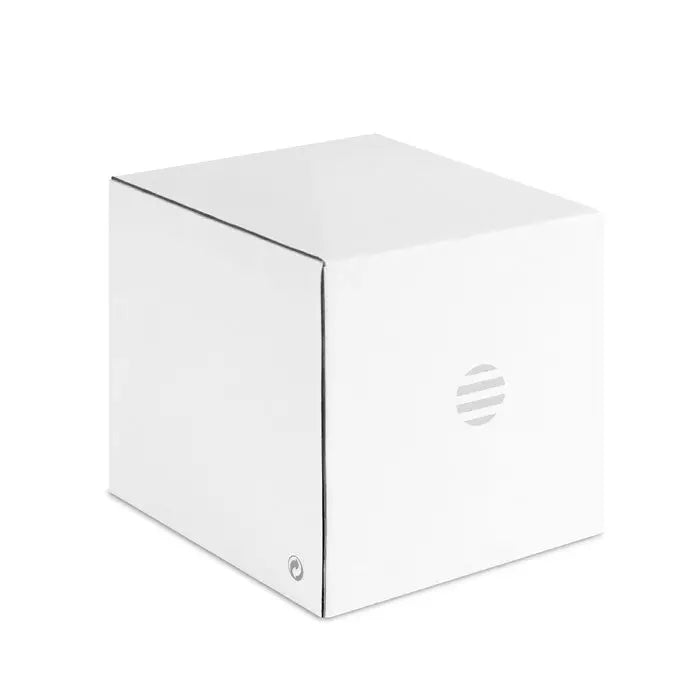 Cutie albă cub hp cu design minimalist și logo subtil pentru difuzor wireless 3w 400 mah