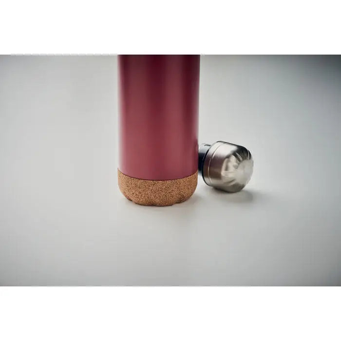 Flacon cu perete dublu de 500 ml mat roz auriu izolat cu baza de pluta si capac din otel inoxidabil