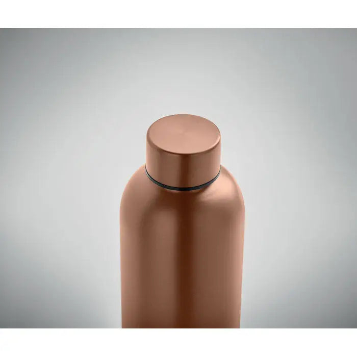 Flacon cu perete dublu de 500 ml din metal cupru cu design minimalist si capac asortat