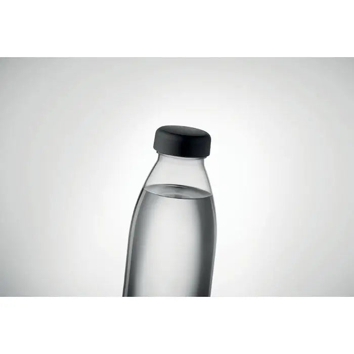 Flacon rpet 500ml sticlă transparentă cu capac negru înșurubabil din plastic reciclat pentru apă