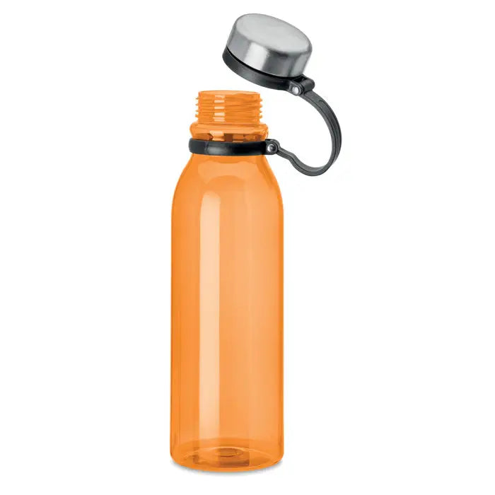 Flacon rpet 780ml sticla de apa din plastic portocaliu translucid cu capac argintiu si maner negru