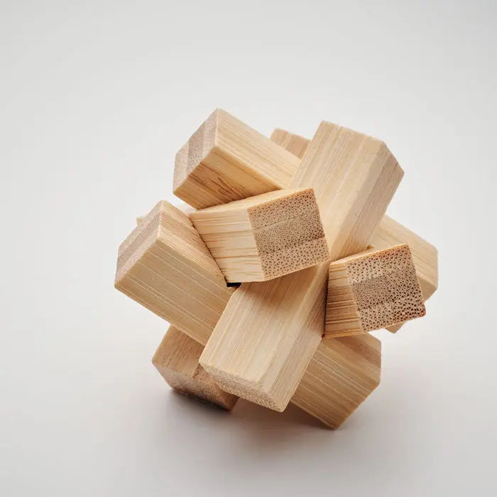 Forma de stea din bambus puzzle rotund din lemn deschis cu blocuri patrate interconectate