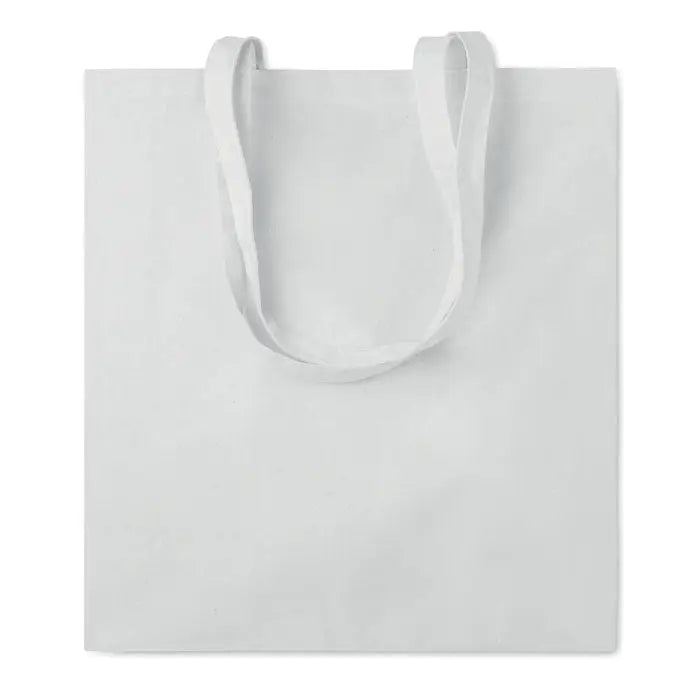 Geanta de cumparaturi din bumbac alb de 140 gr m² cu manere asortate pentru uz zilnic