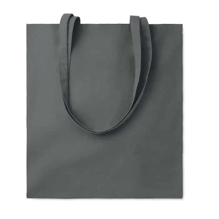 Geanta de cumparaturi din bumbac 180 gr m pătrat gri simplu cu manere din acelasi material