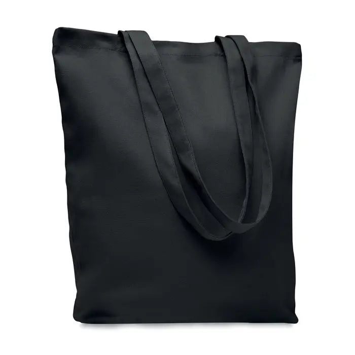 Geanta de cumparaturi din panza neagra de 270 gr/m² cu manere rezistente pentru transport robust