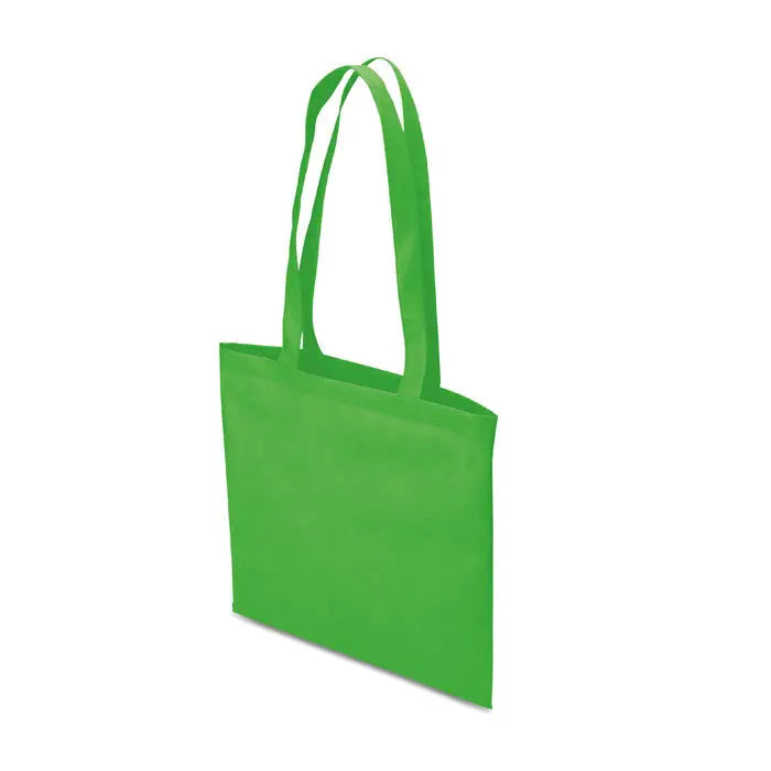 Geanta de cumparaturi netesuta verde aprins din material rezistent de 80 gr/m² cu doua manere lungi