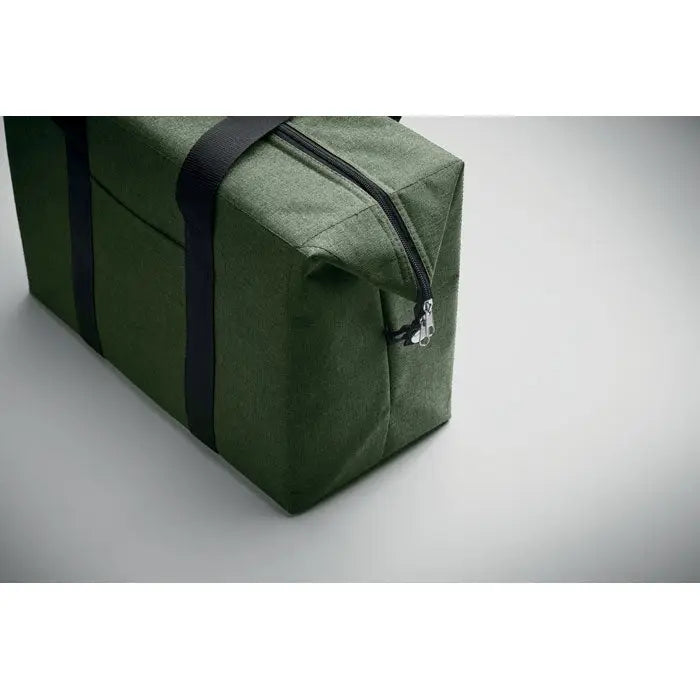 Olive green canvas geanta frigorifica 300d rpet 3l with black webbing straps and silver zipper