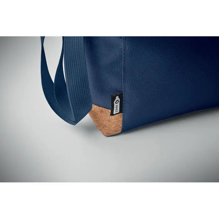 Geanta frigorifica 600d rpet albastru navy din panza cu baza de plută si bretea asortata din material textil