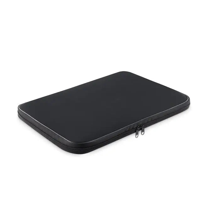 Husa pentru laptop de 15 inchi neagra cu design minimalist si inchidere cu fermoar ranforsat