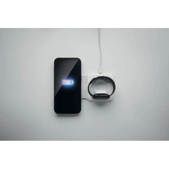 Incarcator pliabil 2 in 1 15w alb cu suport integrat pentru incarcare wireless iphone si apple watch