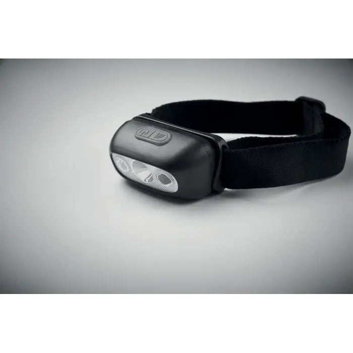 Lanterna cu cap led reincarcabila neagra cu trei leduri si curea ajustabila pentru utilizare handsfree
