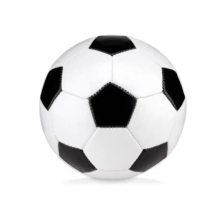 Minge de fotbal mica 15 cm neagra si alba cu model clasic pentagon si hexagon pentru joc recreational