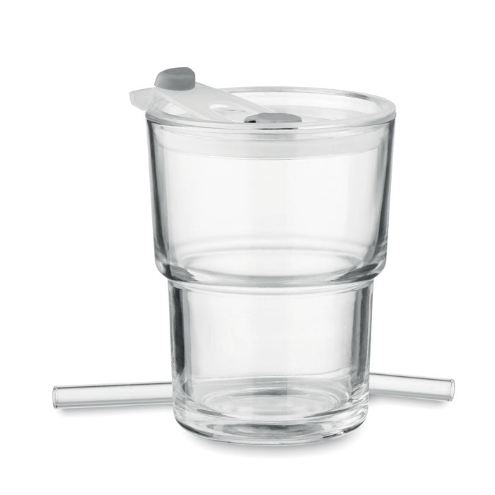 Pahar de sticla cu paie 400ml