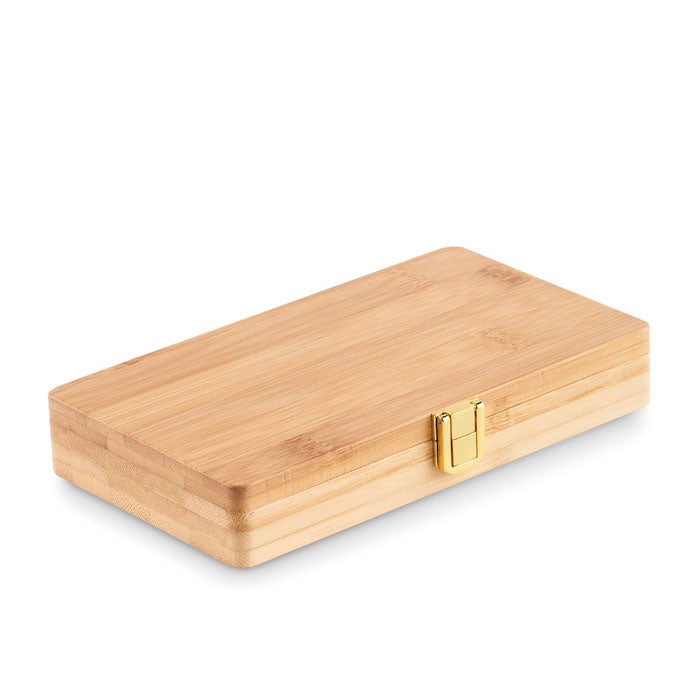 Set de scule de 21 buc in cutie de bambus