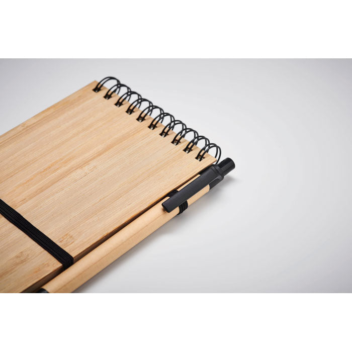 Blocnotes A6 din bambus cu stilou