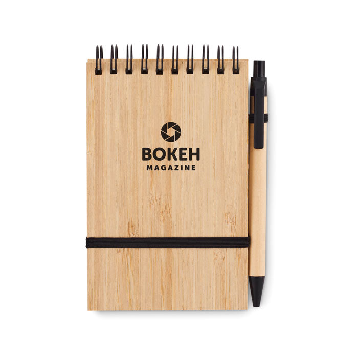 Blocnotes A6 din bambus cu stilou
