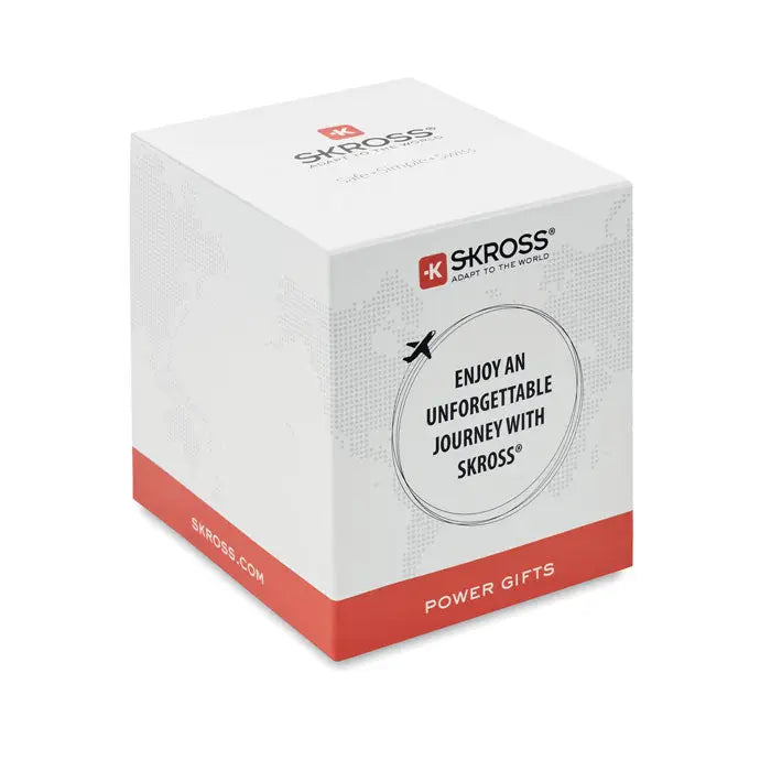 Cutie de cadou skross alb cu rosu cu model subtil harta lumii pentru produsul muv usb 2 poli