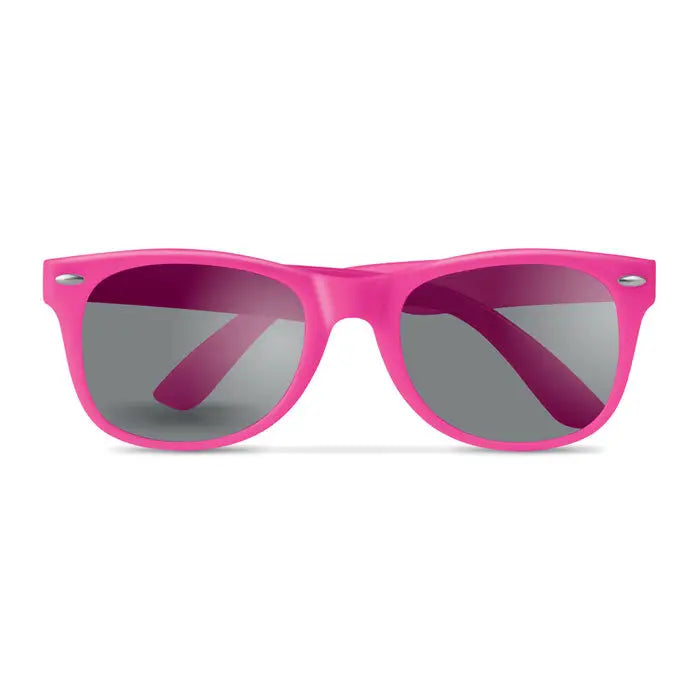 Ochelari de soare cu protectie UV cu rame roz aprins din plastic si lentile gri degrade