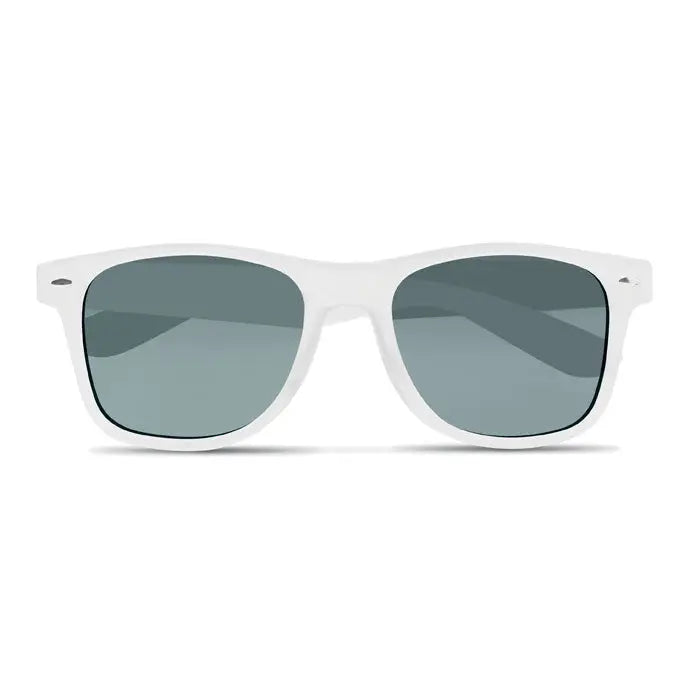 Ochelari de soare din RPET cu rama alba din plastic si lentile gri cu gradient