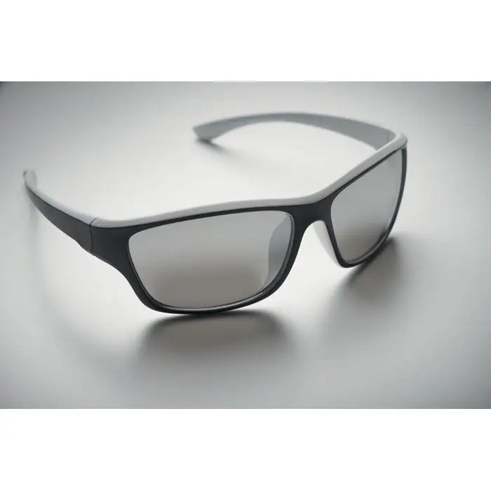 Ochelari de soare sport negri si gri cu oglinda uv400 si rama moderna pentru protectie la soare
