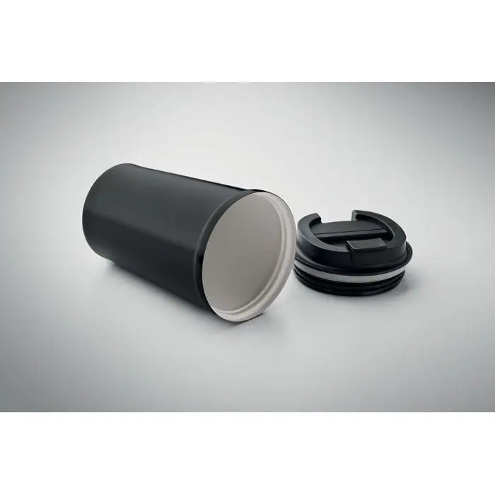 Pahar cu captuseala ceramica negru mat cu capac flip-top pentru calatorii 450 ml