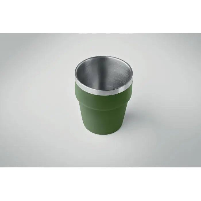 Pahar cu perete dublu 250 ml culoare verde măsliniu cu interior și margine din oțel inoxidabil izolat