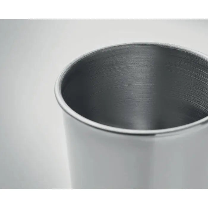 Pahar din otel inoxidabil 350 ml cu design modern minimalist si finisaj periat argintiu