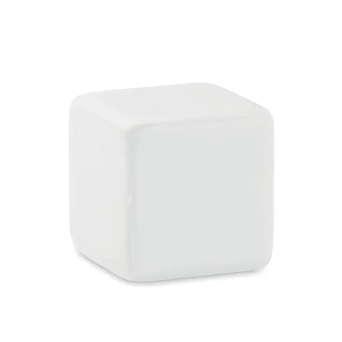 Un cub ceramic alb minimalist patrat antistres cu muchii rotunjite si finisaj lucios
