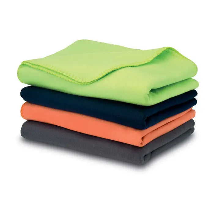 Patura din lana cu patru paturi fleece pliabile în verde neon, albastru navy, portocaliu coral și gri cărbune