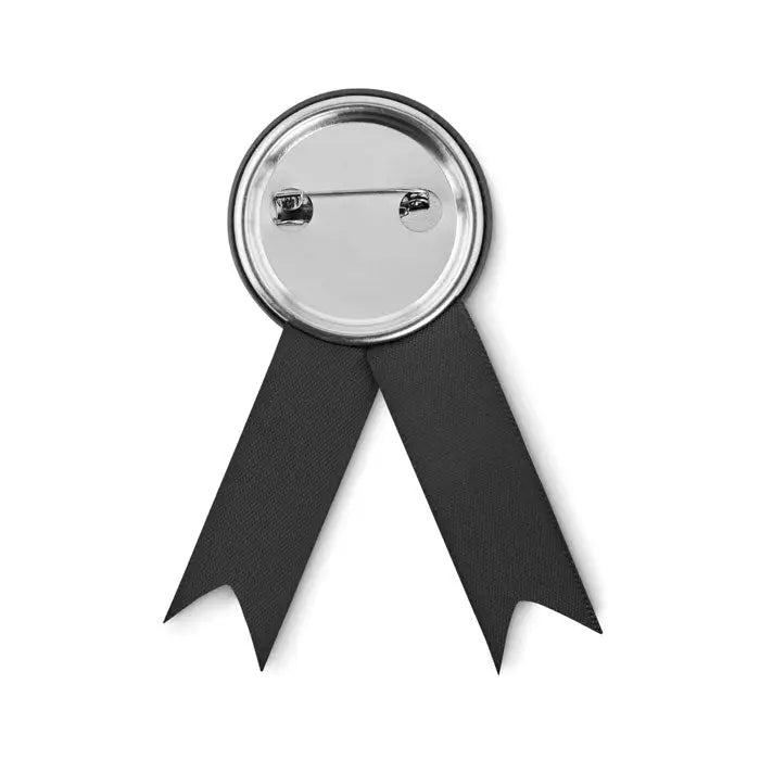 Pin insigna în stil panglică cu spate metalic și agrafă de siguranță văzută din spate