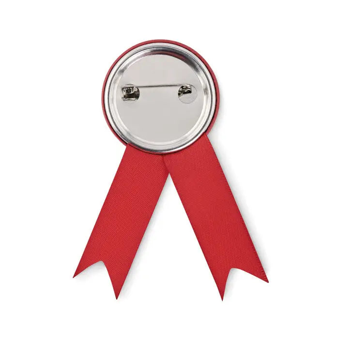 Pin insigna în stil panglică roșie cu spate metalic și sistem de prindere sigur