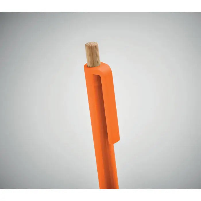 Pix din abs reciclat pix portocaliu cu capac din lemn si design modern, stilou ecologic si elegant