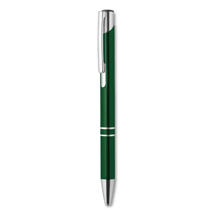 Pix din aluminiu cu buton verde metalizat cu accente argintii și design modern pentru scris eficient