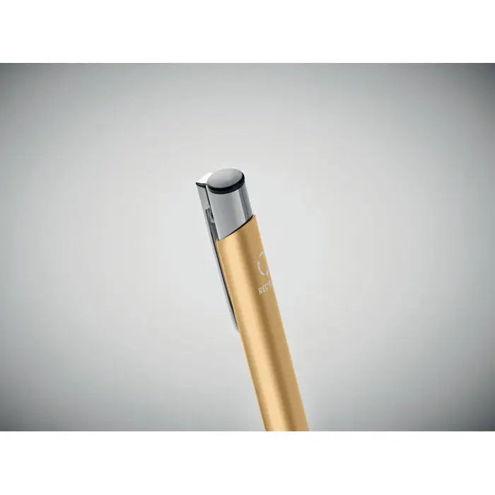 Pix din aluminiu reciclat auriu cu finisaj metalic lucios si clipsa argintie pentru scris elegant