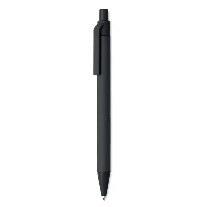 Pix din hartie si pla porumb cu design negru, plastic, pix cu bila si clips retractabil minimalist
